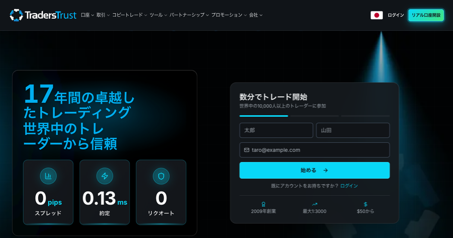 TradersTrustの公式サイト
