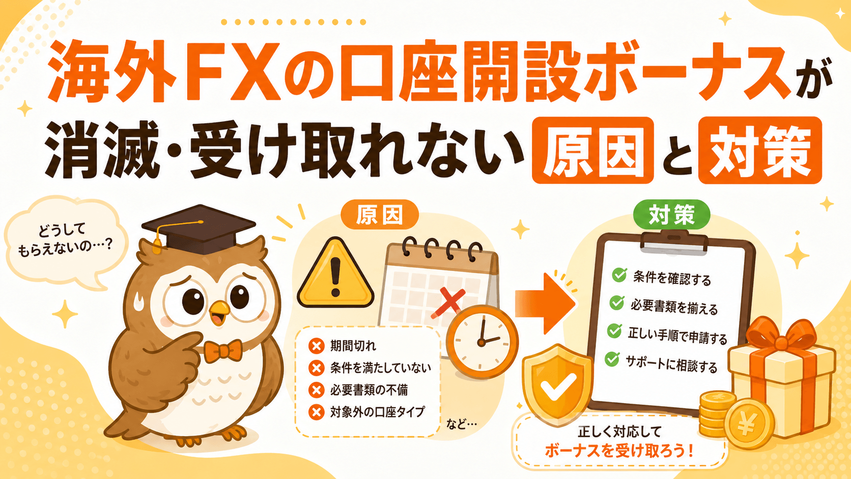 海外FXの口座開設ボーナスが消滅・受け取れない原因と対策