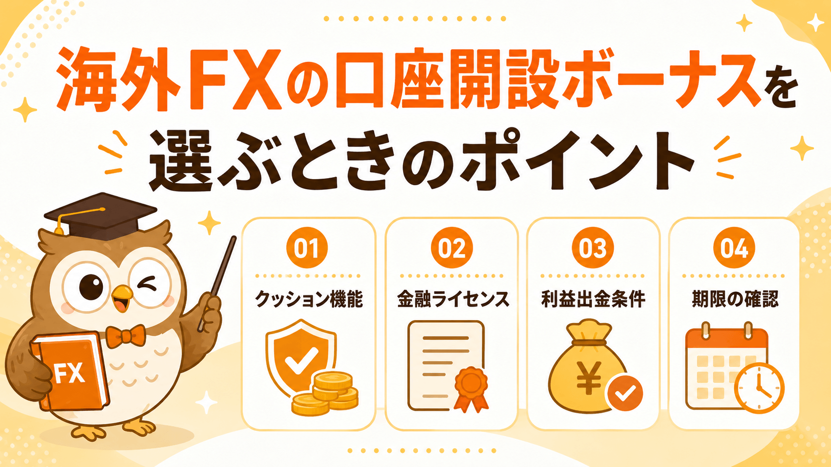 海外FXの口座開設ボーナスを選ぶときのポイント