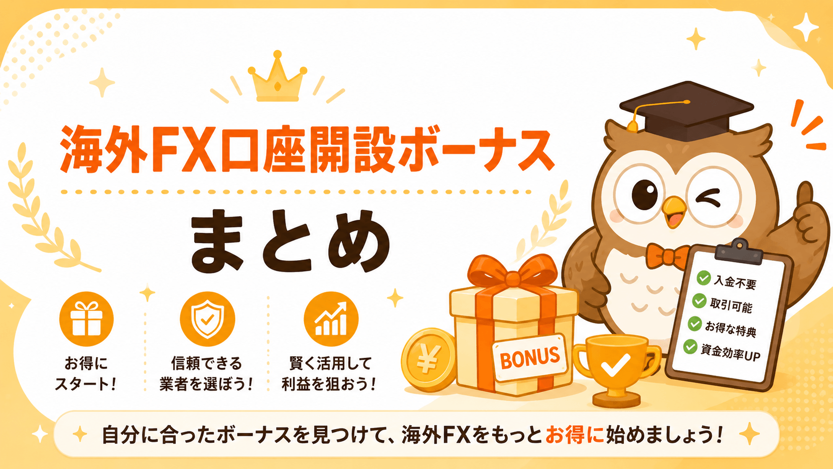 海外FX口座開設ボーナス｜まとめ